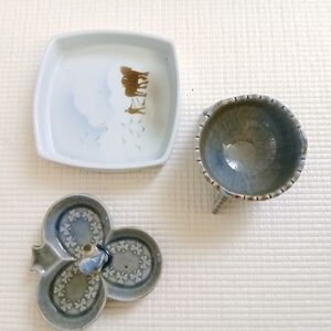 Vintage Irish/ Scotish trinket dishes, ring/ jewellery holder set of 3, ceramic/